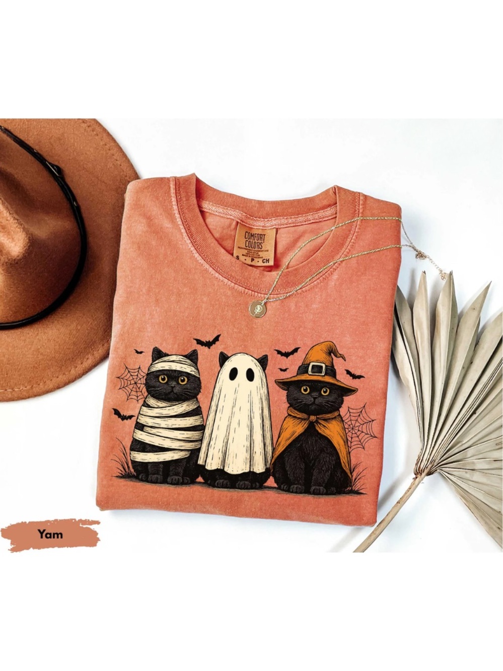 Halloween Cat Graphic Tee - Yam